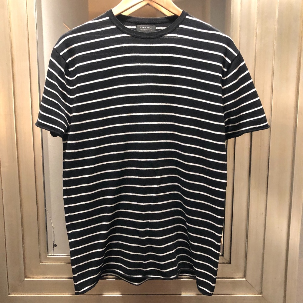 Zara mens size medium black and white sweater top